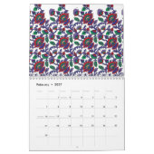 繰り返しを特徴とするシームレスで対称なパターン カレンダー (2月 2027)