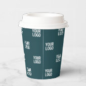 繰り返しイメージ、デザイン、またはロゴ | 濃い青（緑） 紙コップ (右)