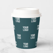繰り返しイメージ、デザイン、またはロゴ | 濃い青（緑） 紙コップ (正面)