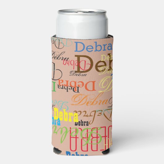 繰り返しカラフル名の重複カスタム スリム缶クーラー (Seltzer正面)
