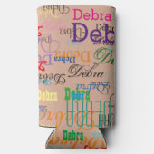 繰り返しカラフル名の重複カスタム スリム缶クーラー (裏面)