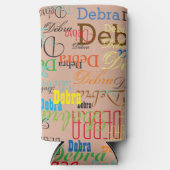 繰り返しカラフル名の重複カスタム スリム缶クーラー (正面)