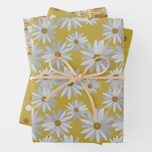 繰り返しデイジー パターン（の模様が）ある ラッピングペーパーシート (インサイチュ)