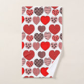 繰り返しハート バスタオルセット (ハンドタオル)