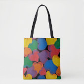 繰り返しハート パターン（の模様が）ある トートバッグ (正面)