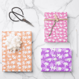 繰り返しパズル片パターン ラッピングペーパーシート