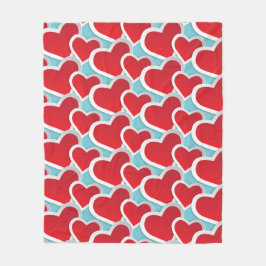 繰り返しパターンの大きな脂肪赤いハート フリースブランケット
