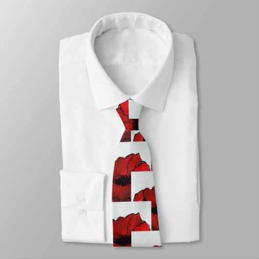 繰り返しパタ鮮やかーン赤い白い黒いケシ ネクタイ (タイ)