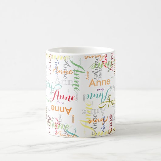 繰り返しパーソナライズされた名の割り当て白いマグカップ コーヒーマグカップ (中央)