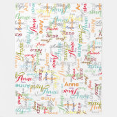 繰り返しパーソナライズされた名カラフルの許可 フリースブランケット (正面)