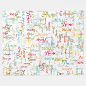 繰り返しパーソナライズされた名カラフルの許可 フリースブランケット (正面(横))