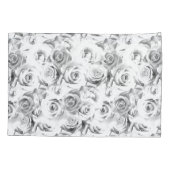 繰り返しフローラ |白いバラの模様 枕カバー (裏面)