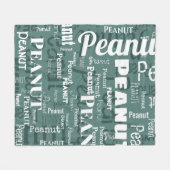 繰り返しペット名パターンモンステラグリーン&ホワイト フリースブランケット (正面(横))