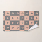 繰り返しモダンの葉のパターンはピンクとグレー バスタオルセット (ハンドタオル)