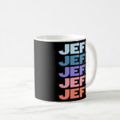 繰り返しモダン文字ジェフ コーヒーマグカップ (正面右)