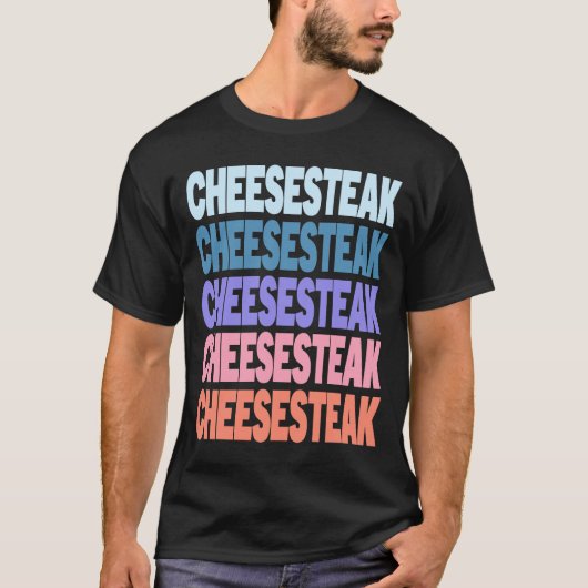 繰り返しモダン文字チーズステーキ Tシャツ (正面)