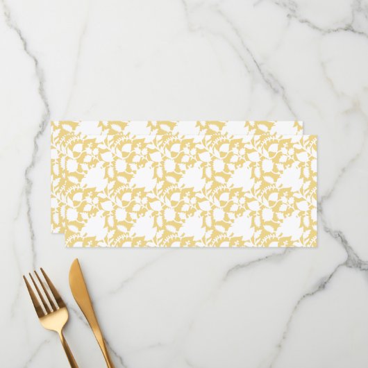 繰り返しモチーフのパターンを持つ黄色い絨毯 メニュー (正面/裏面インサイチュ)