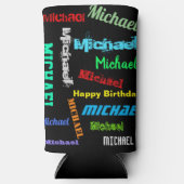 繰り返し名あなたのカスタム文字ギフト スリム缶クーラー (正面)