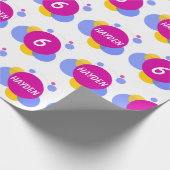 繰り返し名と年齢の子のパーソナライズ ラッピングペーパー (角)