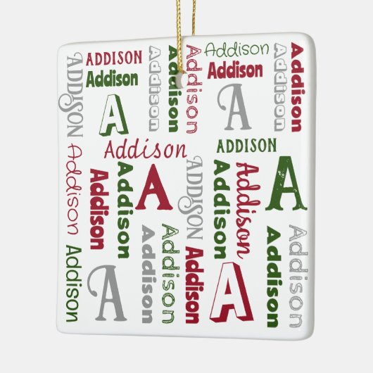 繰り返し名のイニシャル 男女兼用 パーソナライズされた セラミックオーナメント (左)