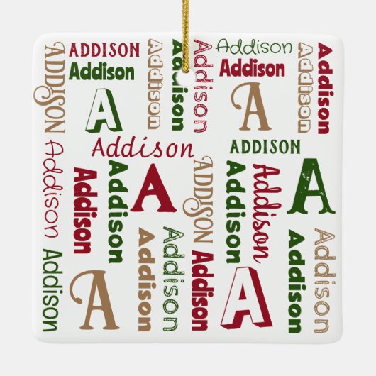 繰り返し名のイニシャル 男女兼用 パーソナライズされた セラミックオーナメント (裏面)