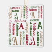 繰り返し名のイニシャル 男女兼用 パーソナライズされた セラミックオーナメント (左)