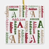 繰り返し名のイニシャル 男女兼用 パーソナライズされた セラミックオーナメント (正面)