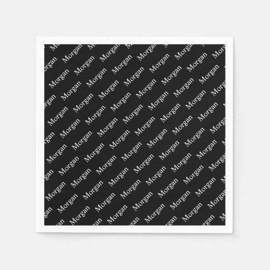 繰り返し名または単語のパターン（黒と白） スタンダードカクテルナプキン (正面)