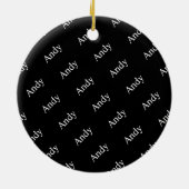 繰り返し名または単語のパターン(黒と白) セラミックオーナメント (裏面)