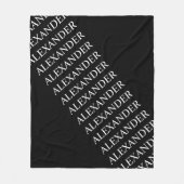 繰り返し名または単語のパターン(黒と白) フリースブランケット (正面)