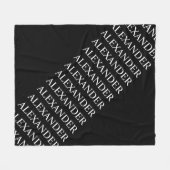 繰り返し名または単語のパターン(黒と白) フリースブランケット (正面(横))