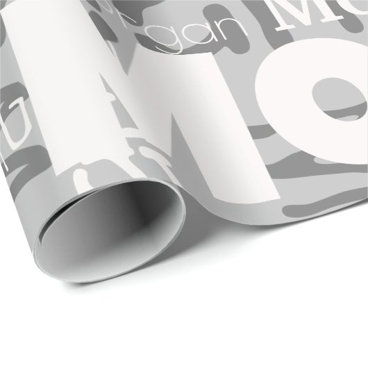 繰り返し名グレーホワイトニュートラルモダントレンディー ラッピングペーパー (ロールコーナー)