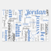 繰り返し名コーンフラワーブルーホワイトグレー ラッピングペーパーシート (正面3)