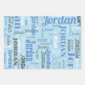 繰り返し名コーンフラワーブルーホワイトグレー ラッピングペーパーシート (正面2)