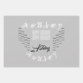 繰り返し名ハッピーバースデー(白黒) WPS ラッピングペーパーシート (正面3)