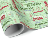 繰り返し名パターングリーンレッドホワイトクリスマス ラッピングペーパー (ロールコーナー)