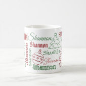 繰り返し名パーソナライズされたのクリスマスマグ コーヒーマグカップ (中央)