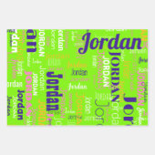 繰り返し名パープルピンクチャートルーズグリーン ラッピングペーパーシート (正面3)