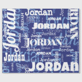 繰り返し名モダンの青い白いフォントパターン ラッピングペーパー (フラット)