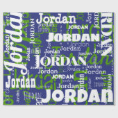 繰り返し名モダンブルーグリーンスポーツチームカラー ラッピングペーパー (フラット)