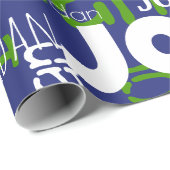 繰り返し名モダンブルーグリーンスポーツチームカラー ラッピングペーパー (ロールコーナー)