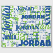 繰り返し名モダン青緑のフォントパターン ラッピングペーパー (フラット)