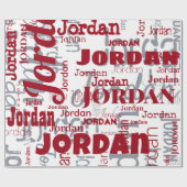 繰り返し名レッドシルバーホワイトパターンクリスマス ラッピングペーパー (フラット)