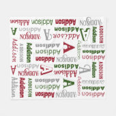 繰り返し名前とイニシャル男女兼用クリスマス フリースブランケット (正面(横))