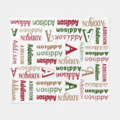 繰り返し名前とイニシャル男女兼用クリスマス フリースブランケット (正面(横))