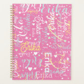 繰り返し名前とハートロマンチック プランナー手帳 (正面)