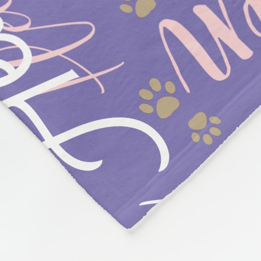 繰り返し名前と犬のポーの周回巻き毛 フリースブランケット (角)