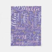 繰り返し名前と犬のポーの周回巻き毛 フリースブランケット (正面)