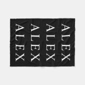 繰り返し名前または単語の白黒 フリースブランケット (正面(横))