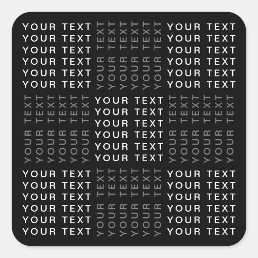 繰り返し名前または単語パターン灰色の白黒 スクエアシール (正面)